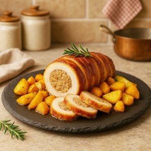 Rotolo di cappone lardellato